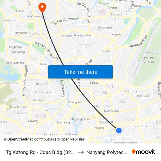 Tg Katong Rd - Cdac Bldg (82099) to Nanyang Polytechnic map