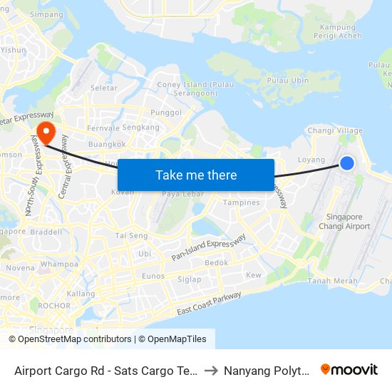 Airport Cargo Rd - Sats Cargo Ter (95049) to Nanyang Polytechnic map