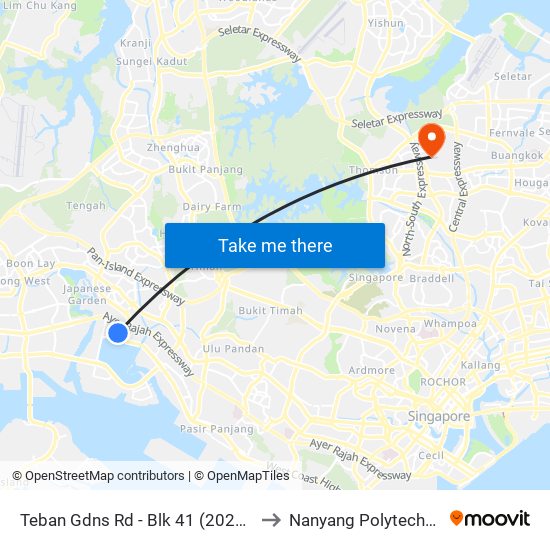 Teban Gdns Rd - Blk 41 (20211) to Nanyang Polytechnic map