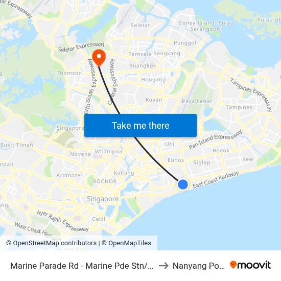 Marine Parade Rd - Marine Pde Stn/Parkway Pde (92049) to Nanyang Polytechnic map