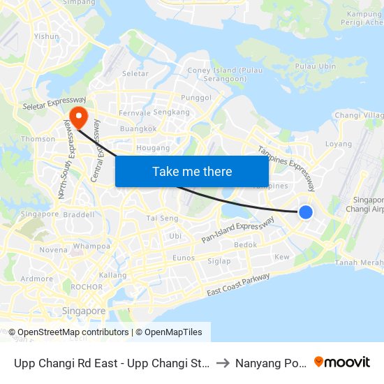 Upp Changi Rd East - Upp Changi Stn/Opp Sutd (96041) to Nanyang Polytechnic map