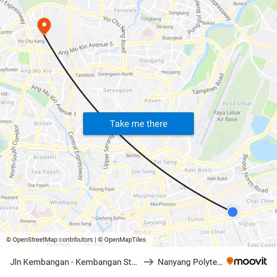 Jln Kembangan - Kembangan Stn (83321) to Nanyang Polytechnic map