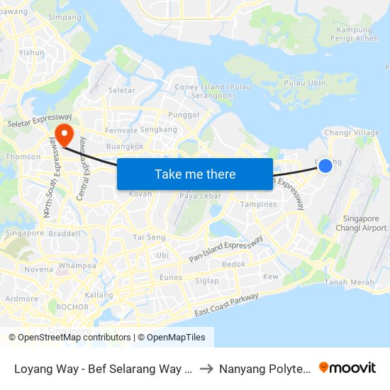 Loyang Way - Bef Selarang Way (97091) to Nanyang Polytechnic map