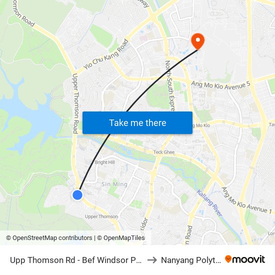 Upp Thomson Rd - Bef Windsor Pk Rd (53061) to Nanyang Polytechnic map