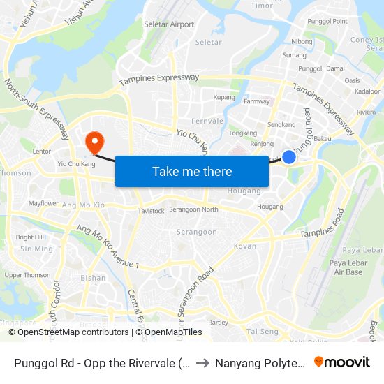 Punggol Rd - Opp the Rivervale (65011) to Nanyang Polytechnic map