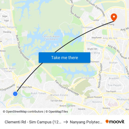 Clementi Rd - Sim Campus  (12091) to Nanyang Polytechnic map