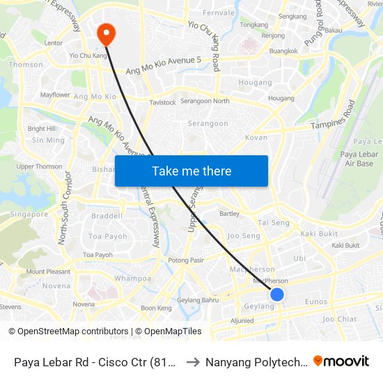 Paya Lebar Rd - Cisco Ctr (81101) to Nanyang Polytechnic map