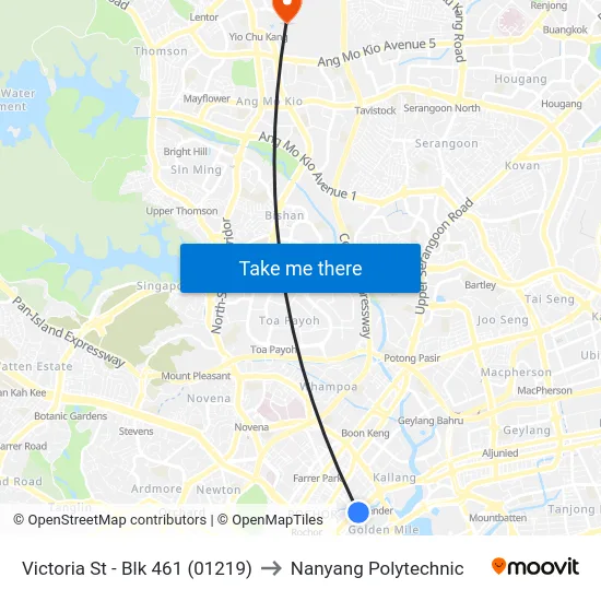 Victoria St - Blk 461 (01219) to Nanyang Polytechnic map