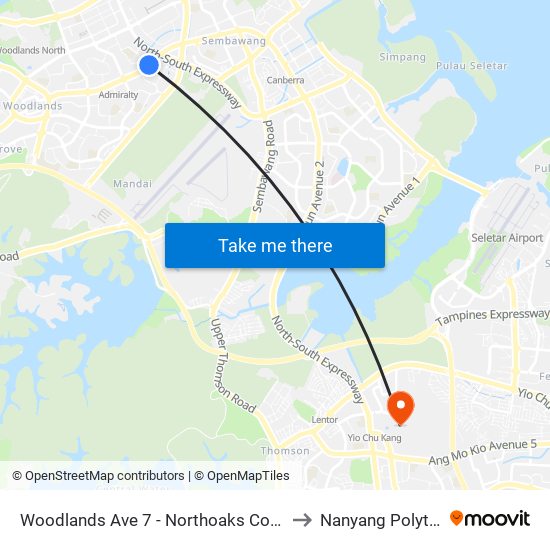 Woodlands Ave 7 - Northoaks Condo (47611) to Nanyang Polytechnic map