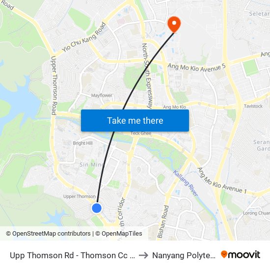 Upp Thomson Rd - Thomson Cc (53039) to Nanyang Polytechnic map