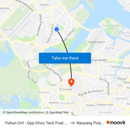 Yishun Ctrl - Opp Khoo Teck Puat Hosp (59349) to Nanyang Polytechnic map