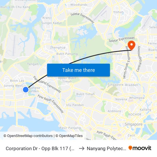 Corporation Dr - Opp Blk 117 (21591) to Nanyang Polytechnic map