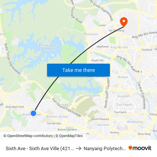 Sixth Ave - Sixth Ave Ville (42129) to Nanyang Polytechnic map