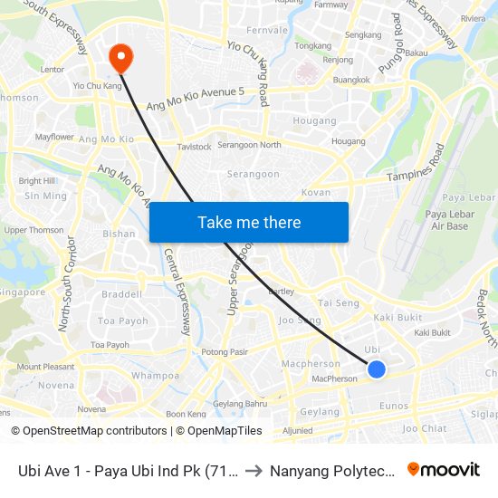 Ubi Ave 1 - Paya Ubi Ind Pk (71201) to Nanyang Polytechnic map