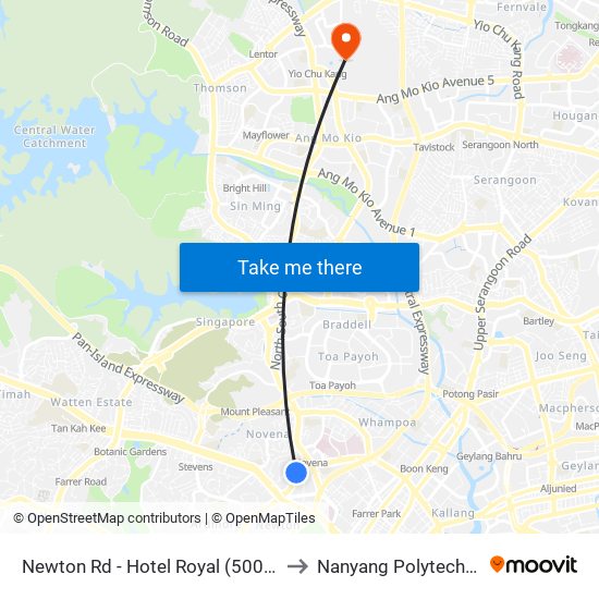 Newton Rd - Hotel Royal (50069) to Nanyang Polytechnic map