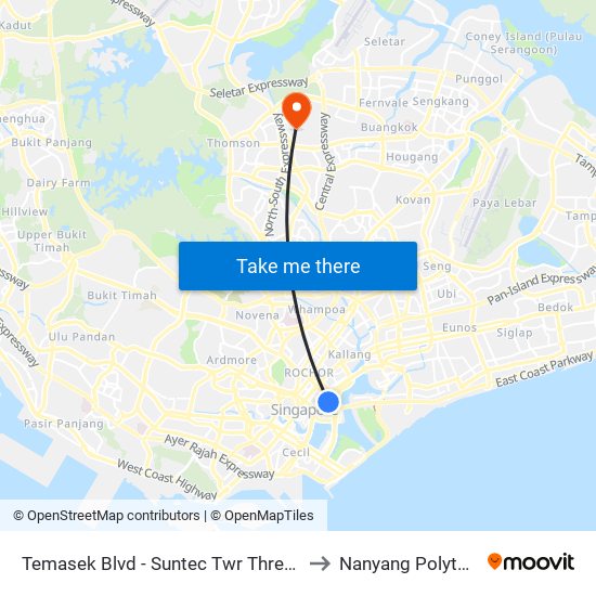 Temasek Blvd - Suntec Twr Three (02149) to Nanyang Polytechnic map