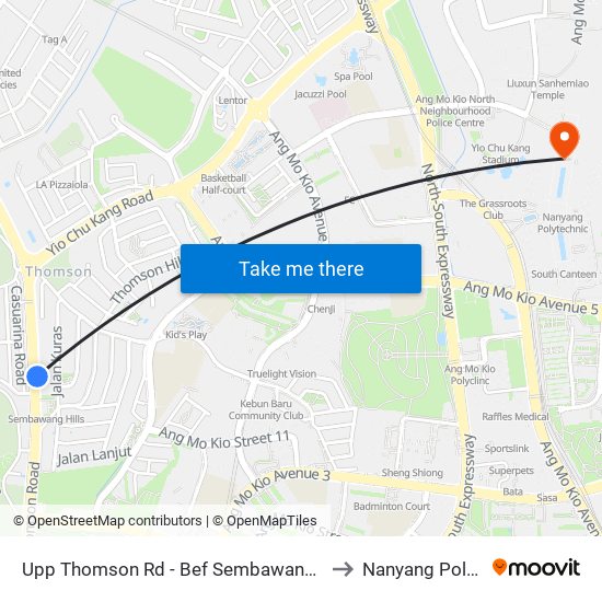 Upp Thomson Rd - Bef Sembawang Hills Fc (56029) to Nanyang Polytechnic map