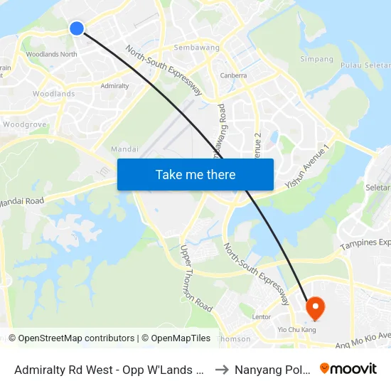 Admiralty Rd West - Opp W'Lands Auto Hub (47041) to Nanyang Polytechnic map