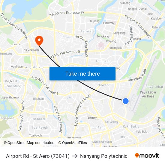 Airport Rd - St Aero (73041) to Nanyang Polytechnic map