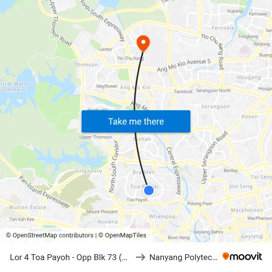 Lor 4 Toa Payoh - Opp Blk 73 (52261) to Nanyang Polytechnic map