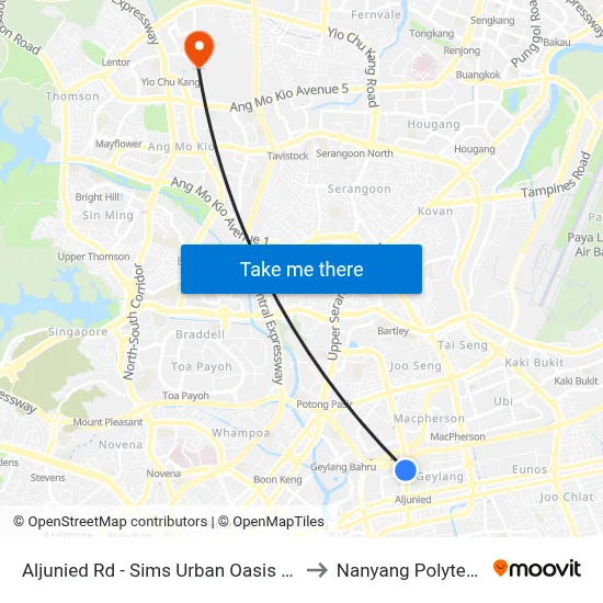 Aljunied Rd - Sims Urban Oasis (81091) to Nanyang Polytechnic map