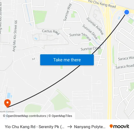 Yio Chu Kang Rd - Serenity Pk (55109) to Nanyang Polytechnic map
