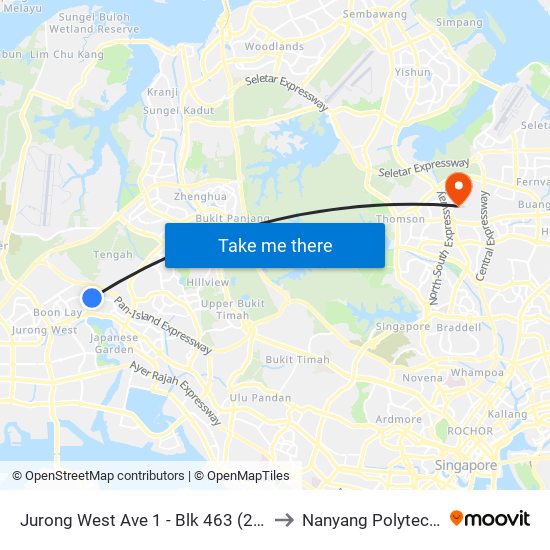 Jurong West Ave 1 - Blk 463 (28511) to Nanyang Polytechnic map