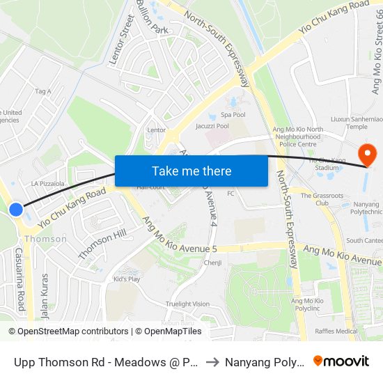 Upp Thomson Rd - Meadows @ Peirce (56049) to Nanyang Polytechnic map