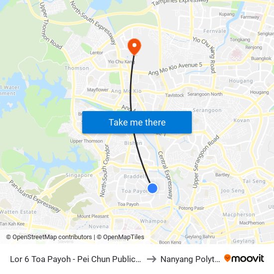 Lor 6 Toa Payoh - Pei Chun Public Sch (52341) to Nanyang Polytechnic map