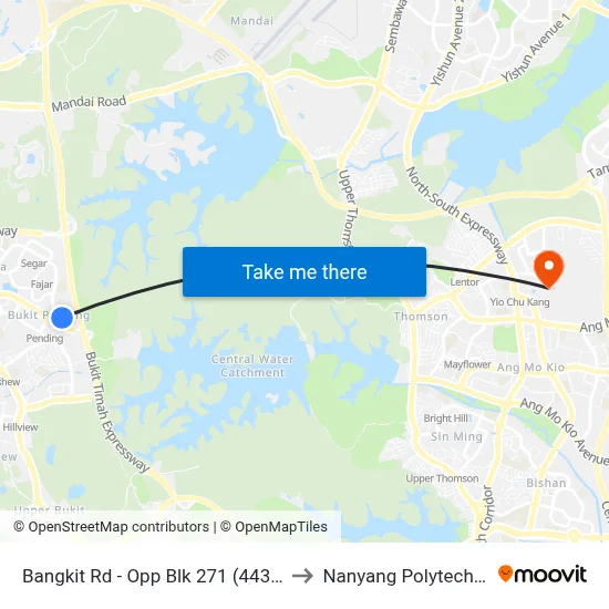 Bangkit Rd - Opp Blk 271 (44301) to Nanyang Polytechnic map