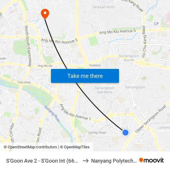 S'Goon Ave 2 - S'Goon Int (66009) to Nanyang Polytechnic map