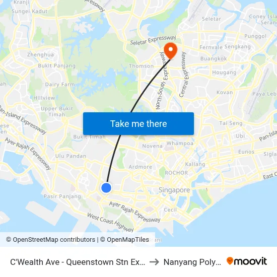 C'Wealth Ave - Queenstown Stn Exit A/D (11141) to Nanyang Polytechnic map
