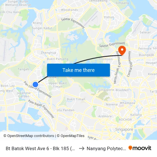 Bt Batok West Ave 6 - Blk 185 (43379) to Nanyang Polytechnic map
