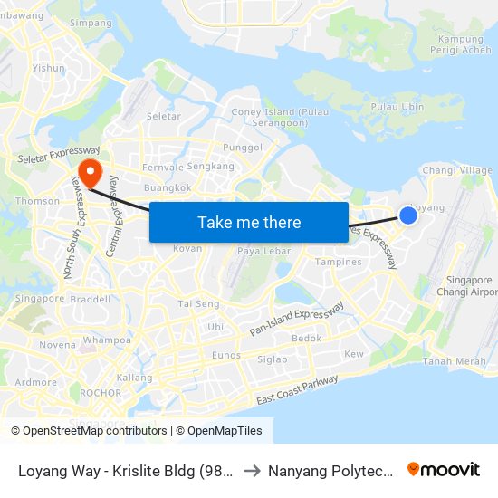 Loyang Way - Krislite Bldg (98121) to Nanyang Polytechnic map