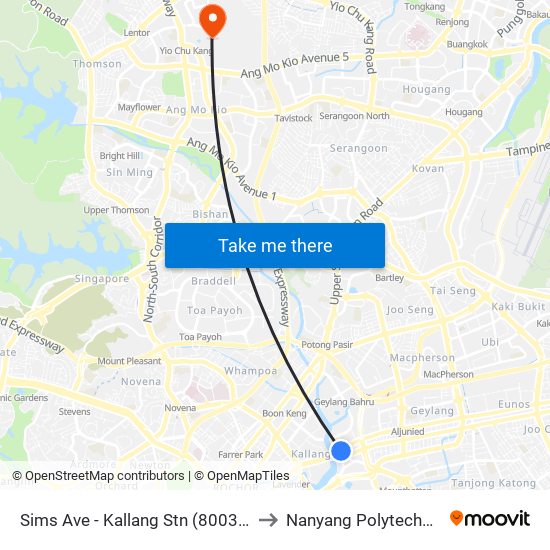 Sims Ave - Kallang Stn (80031) to Nanyang Polytechnic map