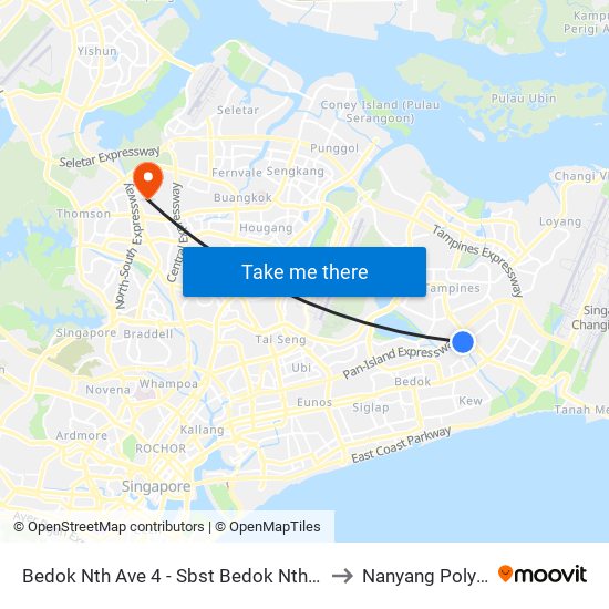 Bedok Nth Ave 4 - Sbst Bedok Nth Depot (84591) to Nanyang Polytechnic map