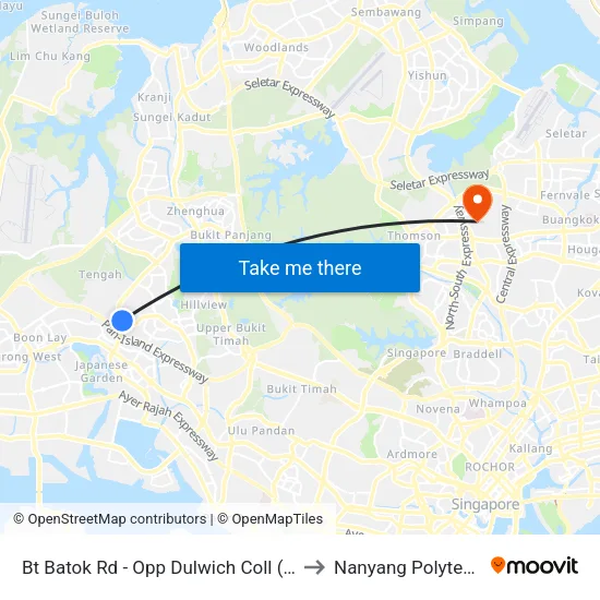 Bt Batok Rd - Opp Dulwich Coll (43761) to Nanyang Polytechnic map