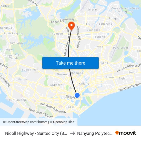 Nicoll Highway - Suntec City (80159) to Nanyang Polytechnic map