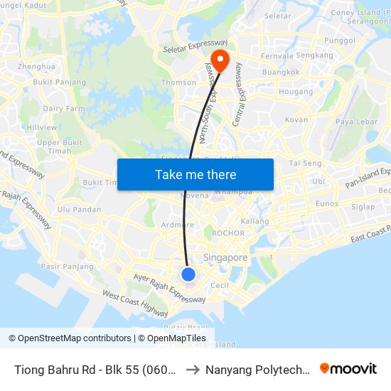 Tiong Bahru Rd - Blk 55 (06051) to Nanyang Polytechnic map