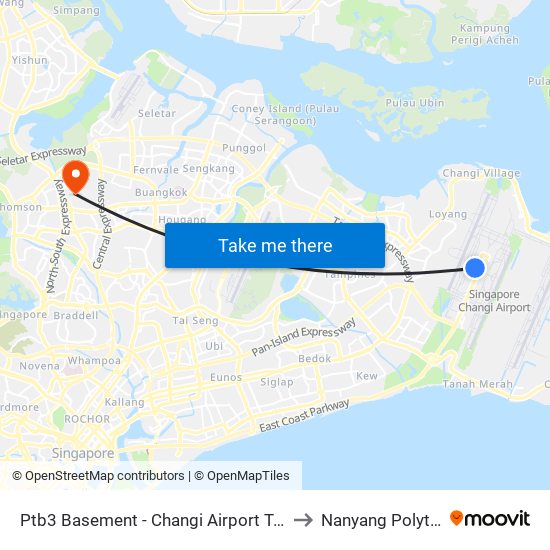 Ptb3 Basement - Changi Airport Ter 3 (95109) to Nanyang Polytechnic map