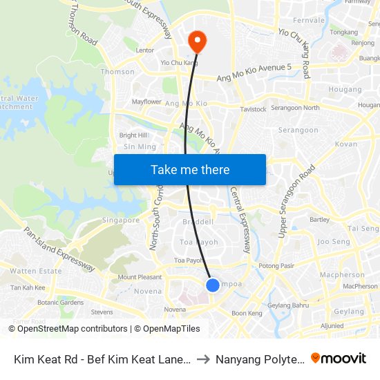 Kim Keat Rd - Bef Kim Keat Lane (50159) to Nanyang Polytechnic map