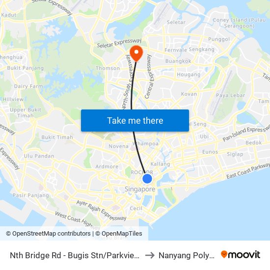 Nth Bridge Rd - Bugis Stn/Parkview Sq (01139) to Nanyang Polytechnic map