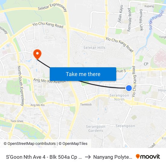 S'Goon Nth Ave 4 - Blk 504a Cp (66439) to Nanyang Polytechnic map