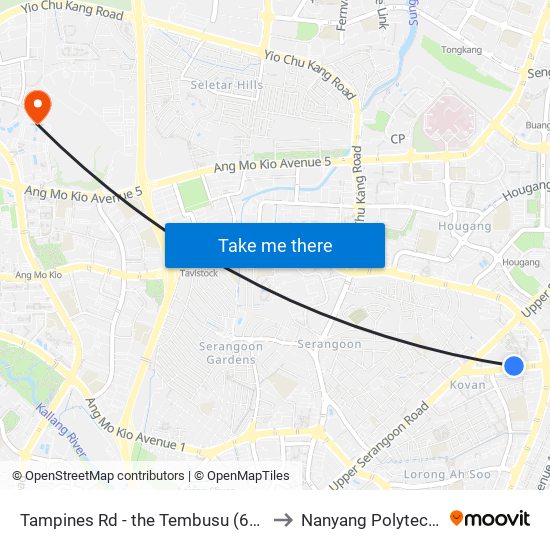 Tampines Rd - the Tembusu (63131) to Nanyang Polytechnic map