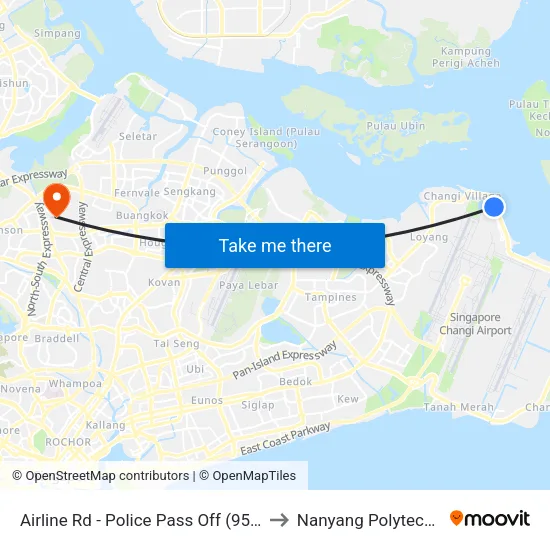 Airline Rd - Police Pass Off (95131) to Nanyang Polytechnic map