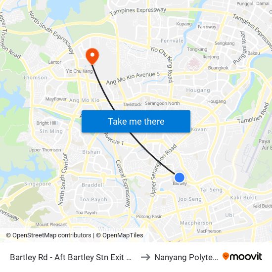 Bartley Rd - Aft Bartley Stn Exit B (62079) to Nanyang Polytechnic map