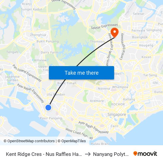 Kent Ridge Cres - Nus Raffles Hall (16169) to Nanyang Polytechnic map