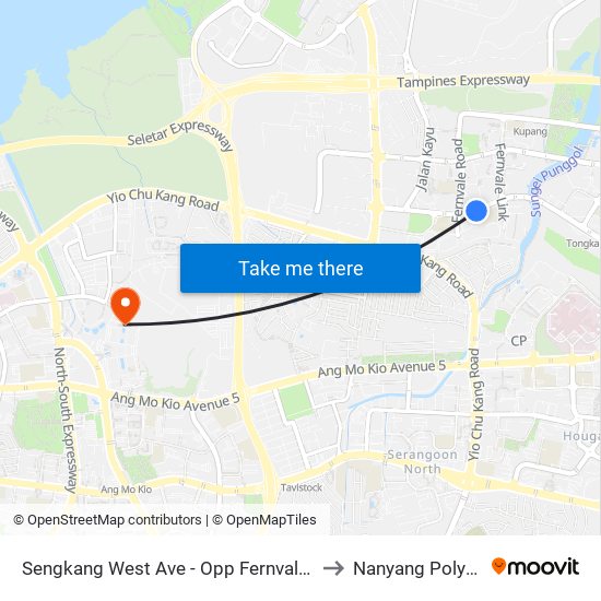 Sengkang West Ave - Opp Fernvale Stn (67489) to Nanyang Polytechnic map