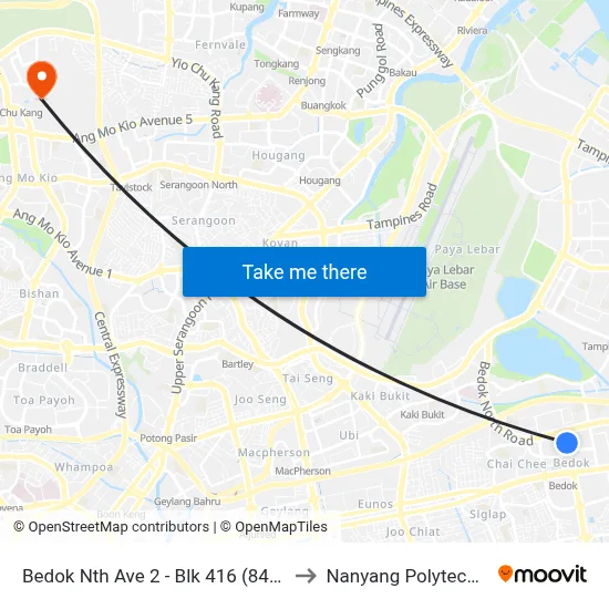 Bedok Nth Ave 2 - Blk 416 (84339) to Nanyang Polytechnic map