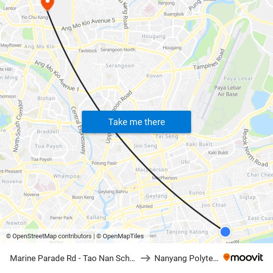 Marine Parade Rd - Tao Nan Sch (92069) to Nanyang Polytechnic map